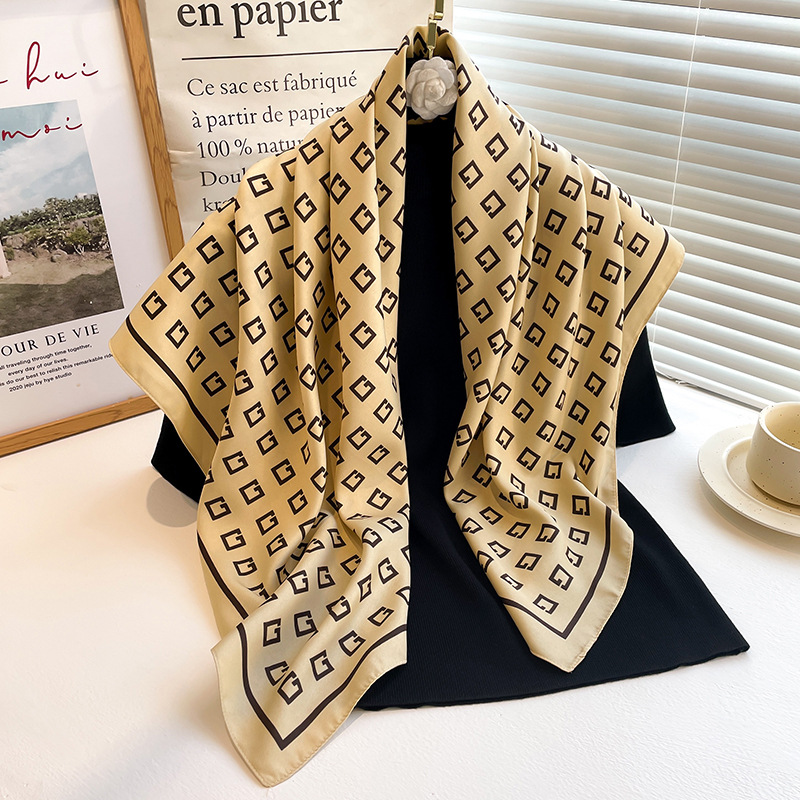 Foulard en soie 90x90cm pour femme, accessoires de mode quatre saisons, hijab, bandana, foulard pour cheveux 90*90