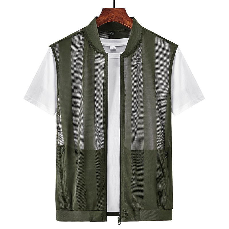 Gilet en maille creuse pour hommes, manteau de sport de plein air respirant, design de haute qualité, émail de loisirs, été
