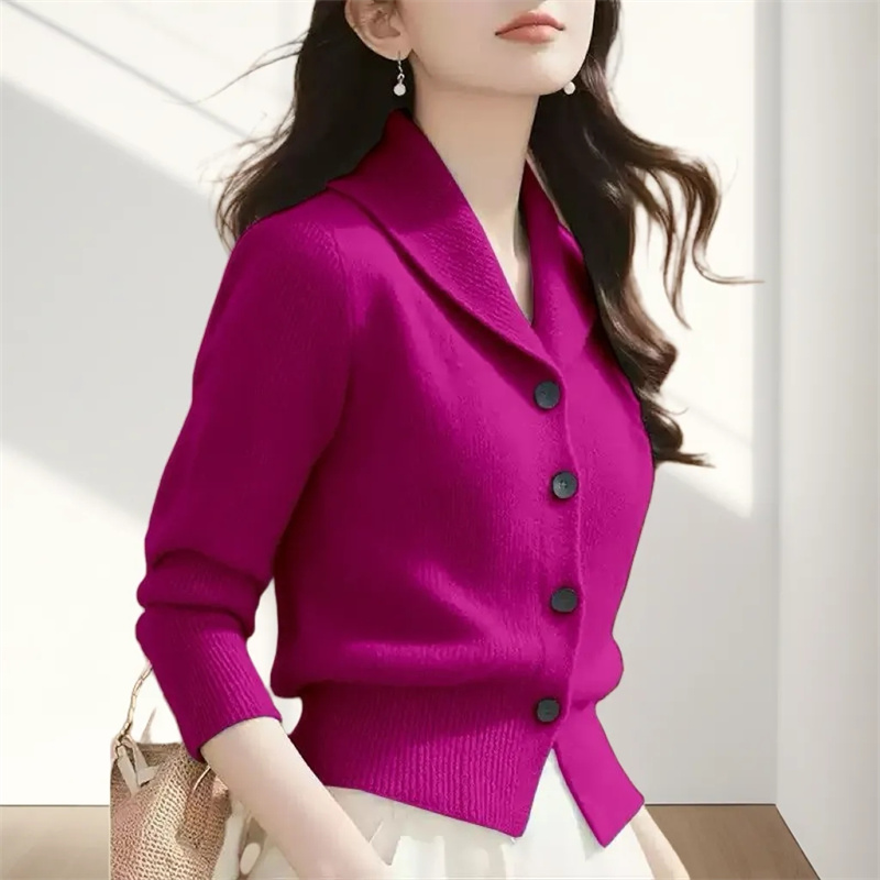 Cardigan en tricot coréen pour femme – Collection Automne Hiver 2026 – Tendance Décontractée – Pull en tricot doux et ajusté pour femme