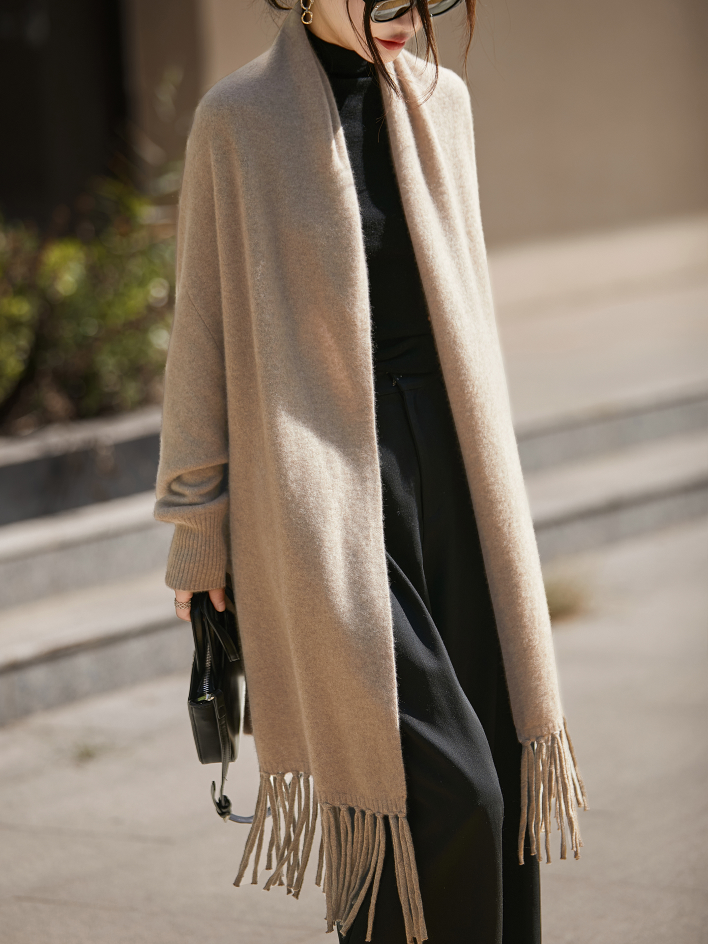 Châle de luxe léger pour femme, élégant, 100% laine mérinos, tricot, nouvelle mode dames, écharpe à pampilles, Jersey solide, automne hiver