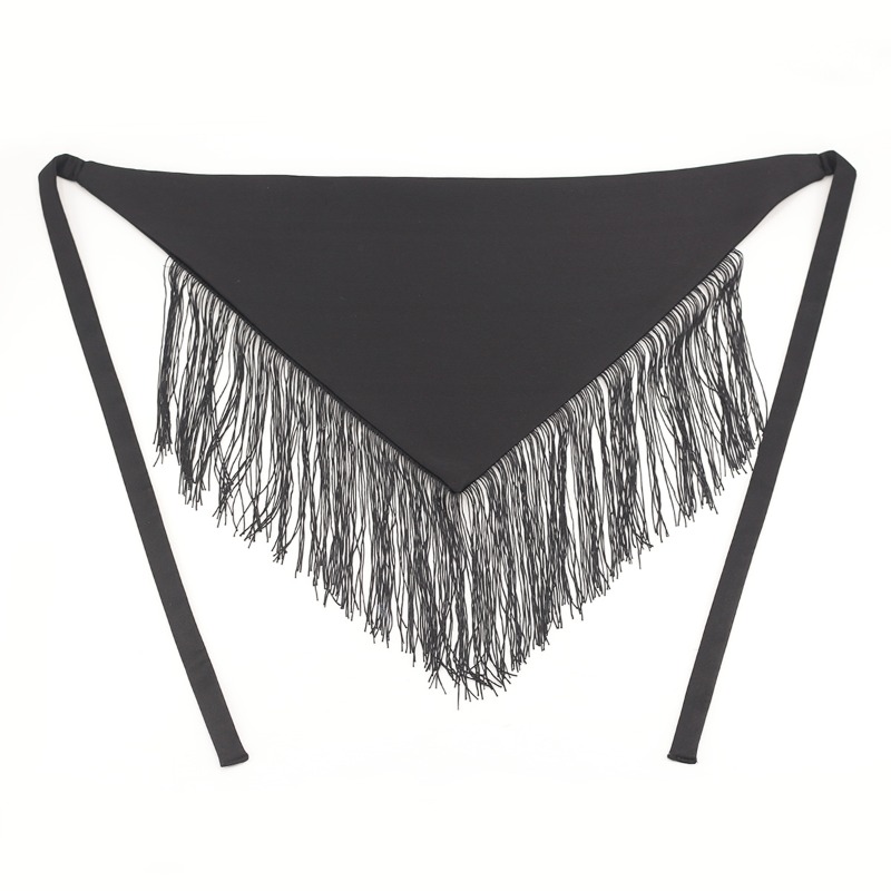 Ceinture de taille élégante en tissu noir pour femmes, avec pompons à franges, pour robes, chemises et jupes, couverture de taille pour femmes