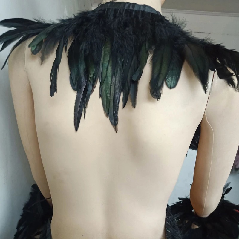 Cape gothique en plumes, châle, enveloppe d'épaule, col à nouer, haussement d'épaules, Costume d'halloween pour femmes et hommes