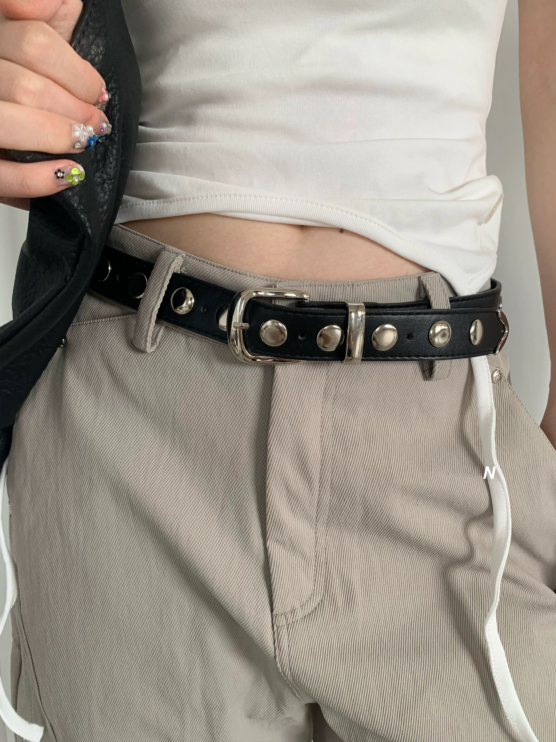 Ceinture cloutée pour femmes, pour robe en jean, mode Punk, ceinture en cuir noir avec boucle or/argentée, ceinture pour femmes