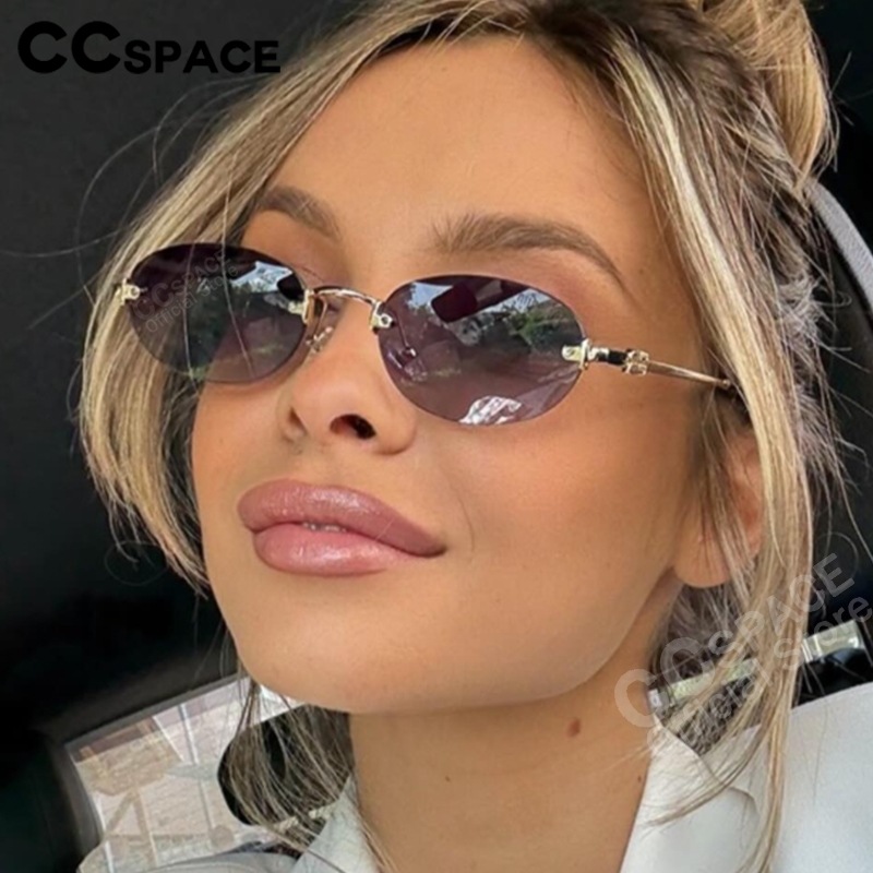 2025 nouvelles lunettes de soleil ovales sans cadre lettre M marques de Luxe lunettes de soleil originales Street Shot femmes Lunette Luxe Soleil