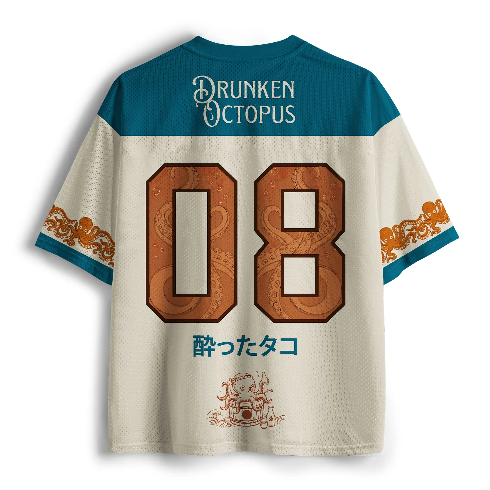T-shirt vintage imprimé 3D « Drunken Octopus Japan » pour homme – Collection été Harajuku, respirant, séchage rapide, streetwear