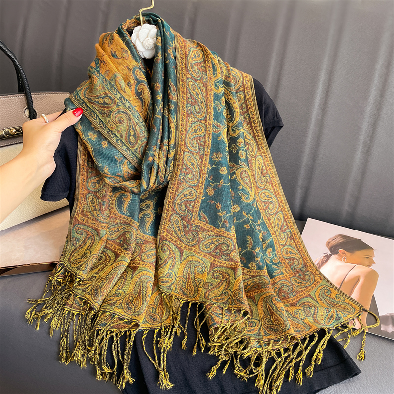 Bohême Pashmina Hijab écharpe longue musulmane cachemire châle femme Foulard doux Turban bandeau pour femmes bandeau marque de luxe