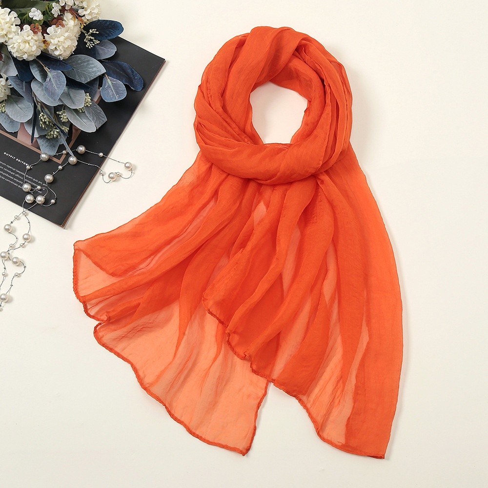 Nouveau châle en mousseline de soie couleur unie, long, protecteur, fin et doux, pour femme, mode féminine