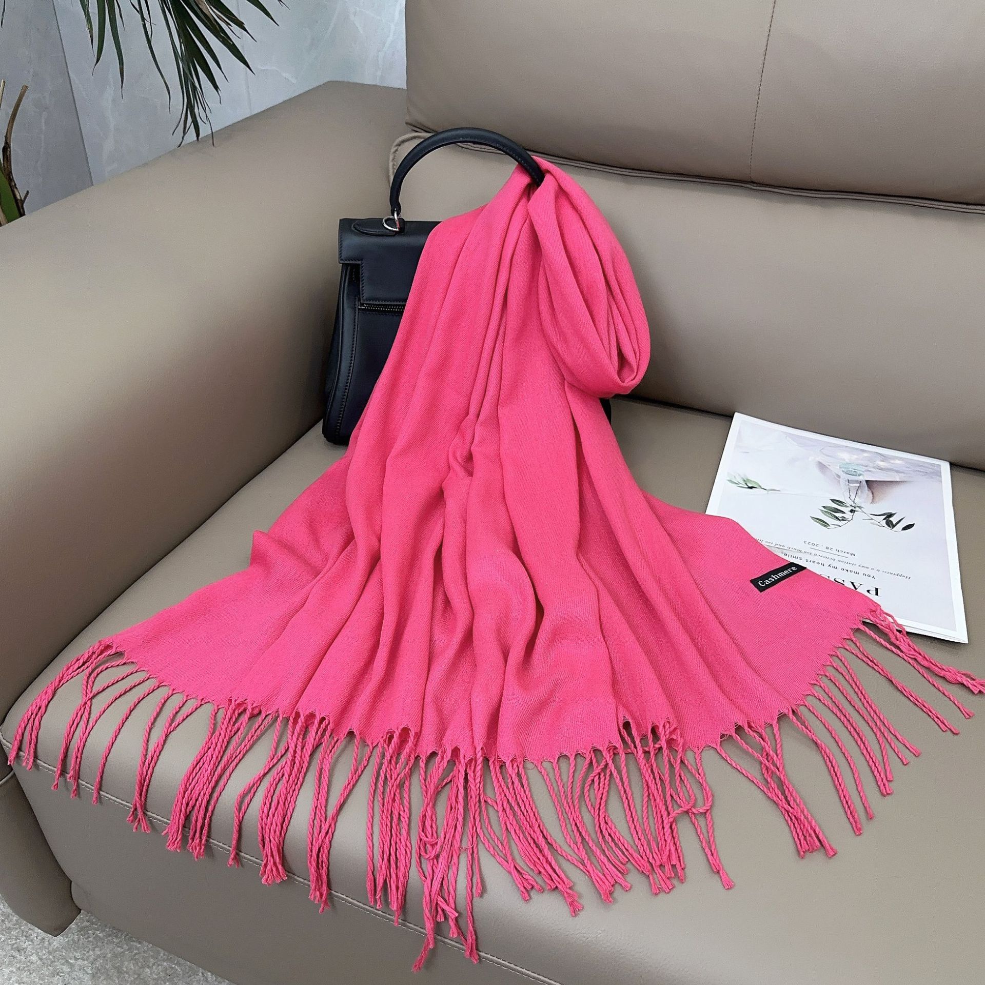 Écharpe d'hiver solide de luxe pour femmes, châles Pashmina doux, couverture en cachemire, étoles chaudes pour dames, extérieur Bufanda