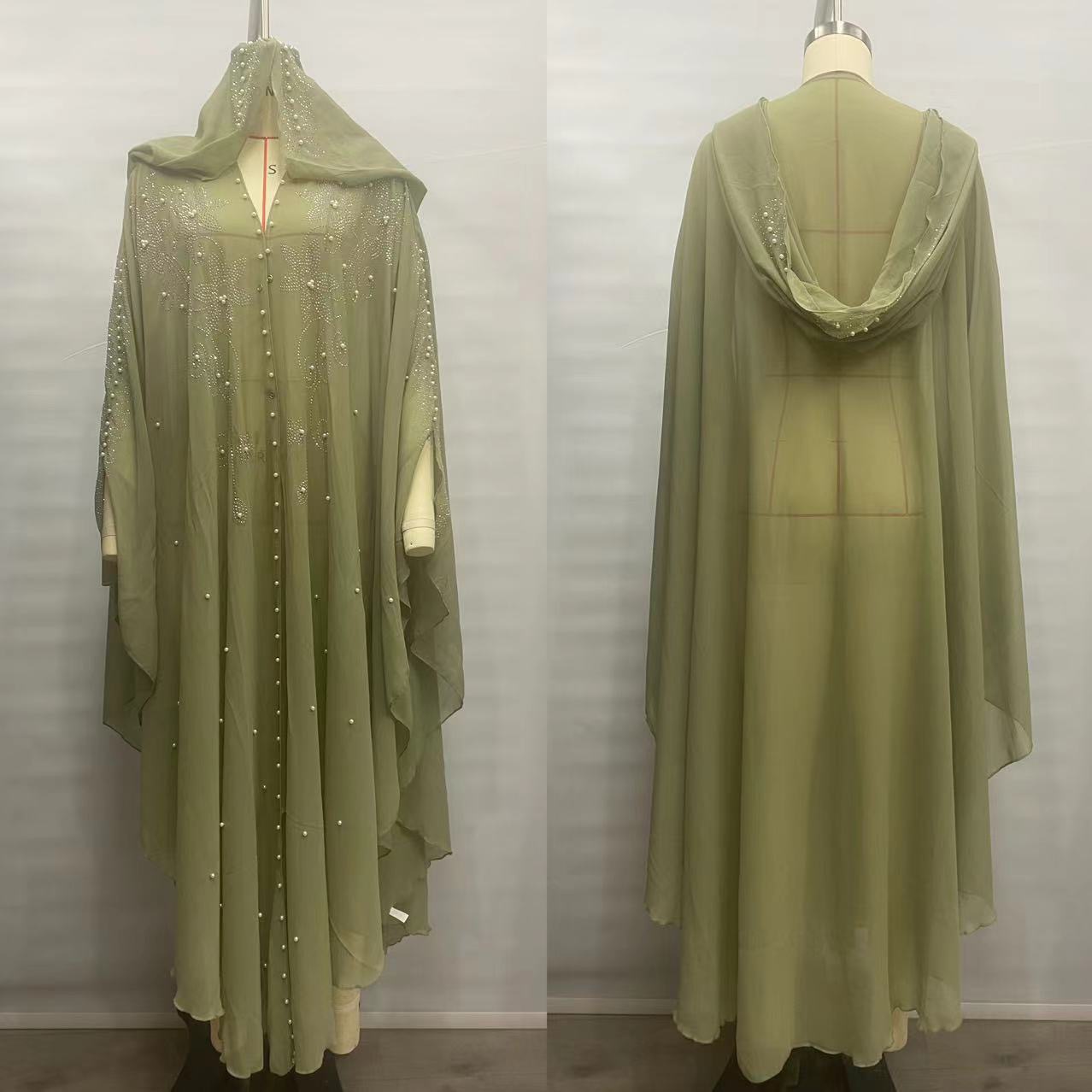 Robe Abaya caftan musulmane pour femmes, Hijab, Kimono, en mousseline de soie, à capuche, vêtements islamiques, tenues de dubaï, 2026