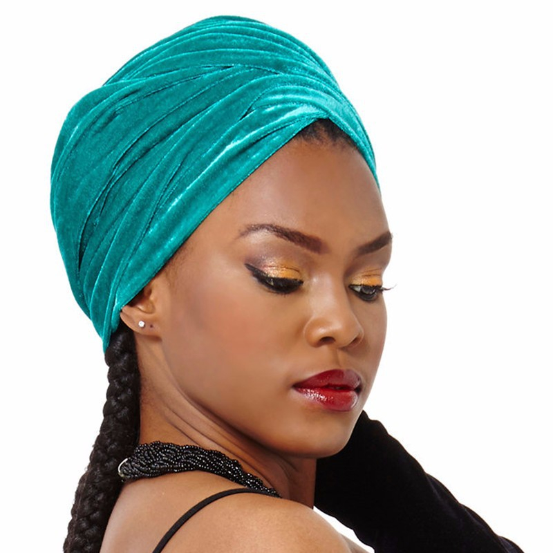 Écharpe Hijab en velours uni pour femmes africaines, Turban musulman, casquette islamique sous écharpe, Bonnet magique à longue queue