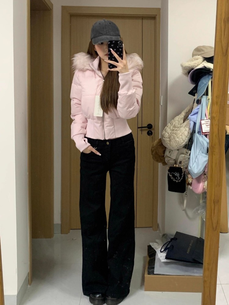 Manteau d'hiver chaud pour femme, veste courte matelassée à capuche en fourrure, parka coupe-vent streetwear, veste rembourrée en coton tendance