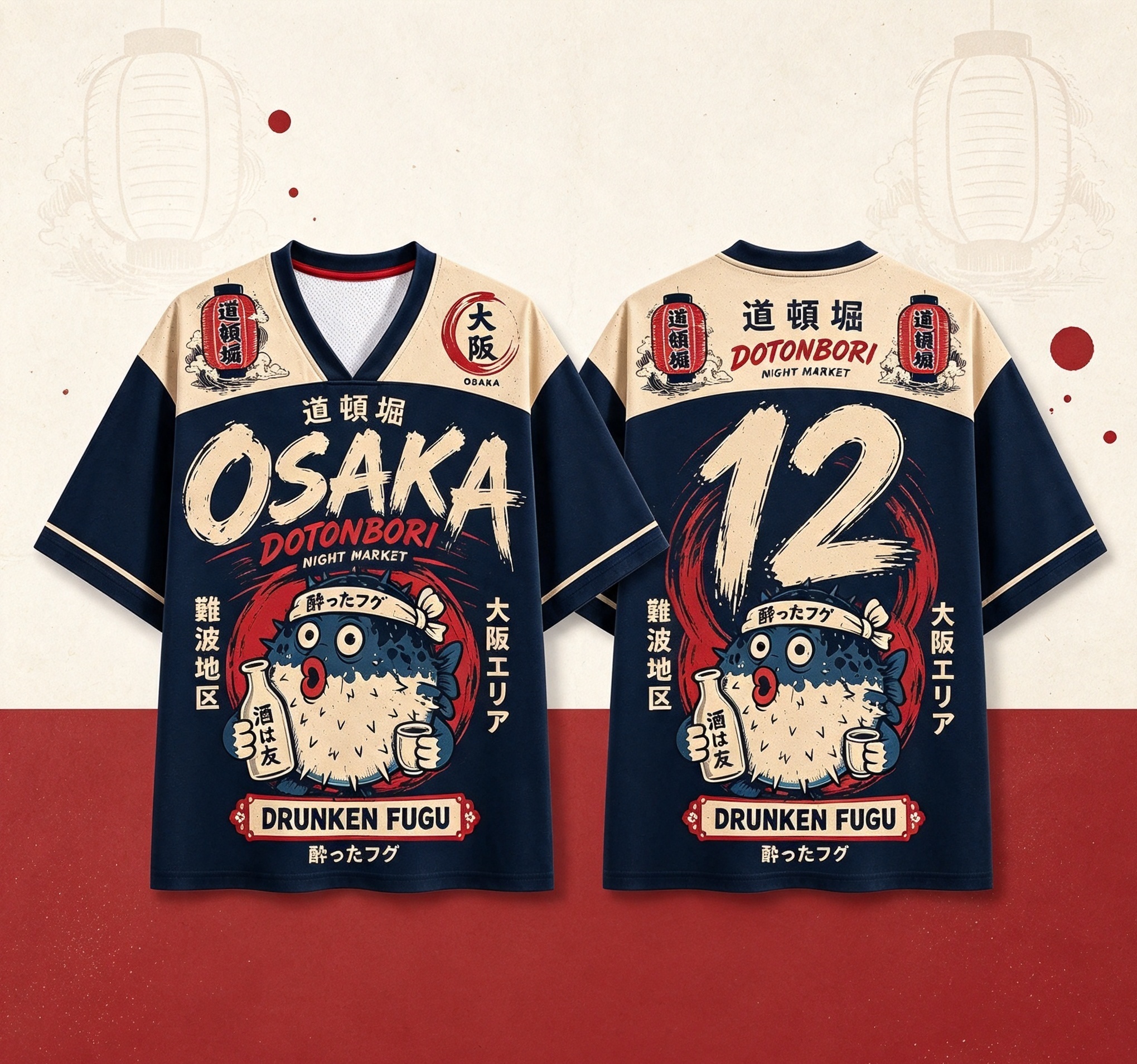 Maillot de hockey sur glace à motif Ukiyo-e rétro japonais, imprimé poisson-bouffant ivre, streetwear Harajuku, chemise à col en V