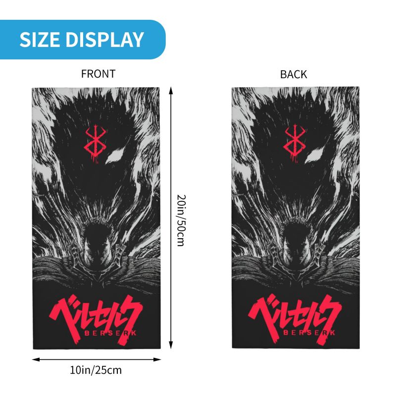 Bandana Anime Berserk, cache-cou, masque tubulaire, écharpe, bandeau de moto, cache-visage pour femmes et hommes, randonnée, camping