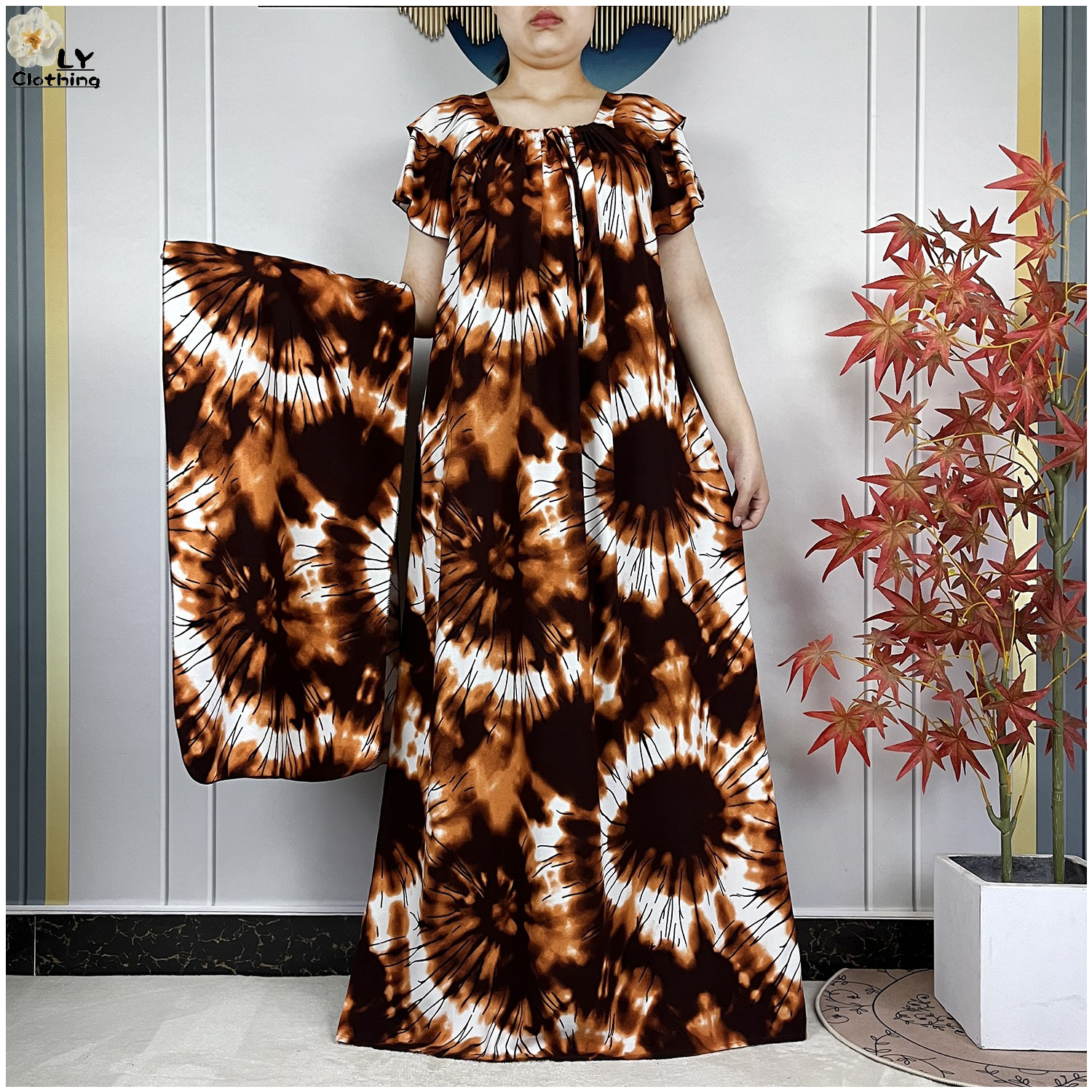 Nouvelle Robe Élégante de Dubaï, Robe d'Été à Manches Courtes, Col Bateau, Ample, Boubou Maxi, Robe Dashiki Islamique pour Femme, Vêtements Africains Abaya