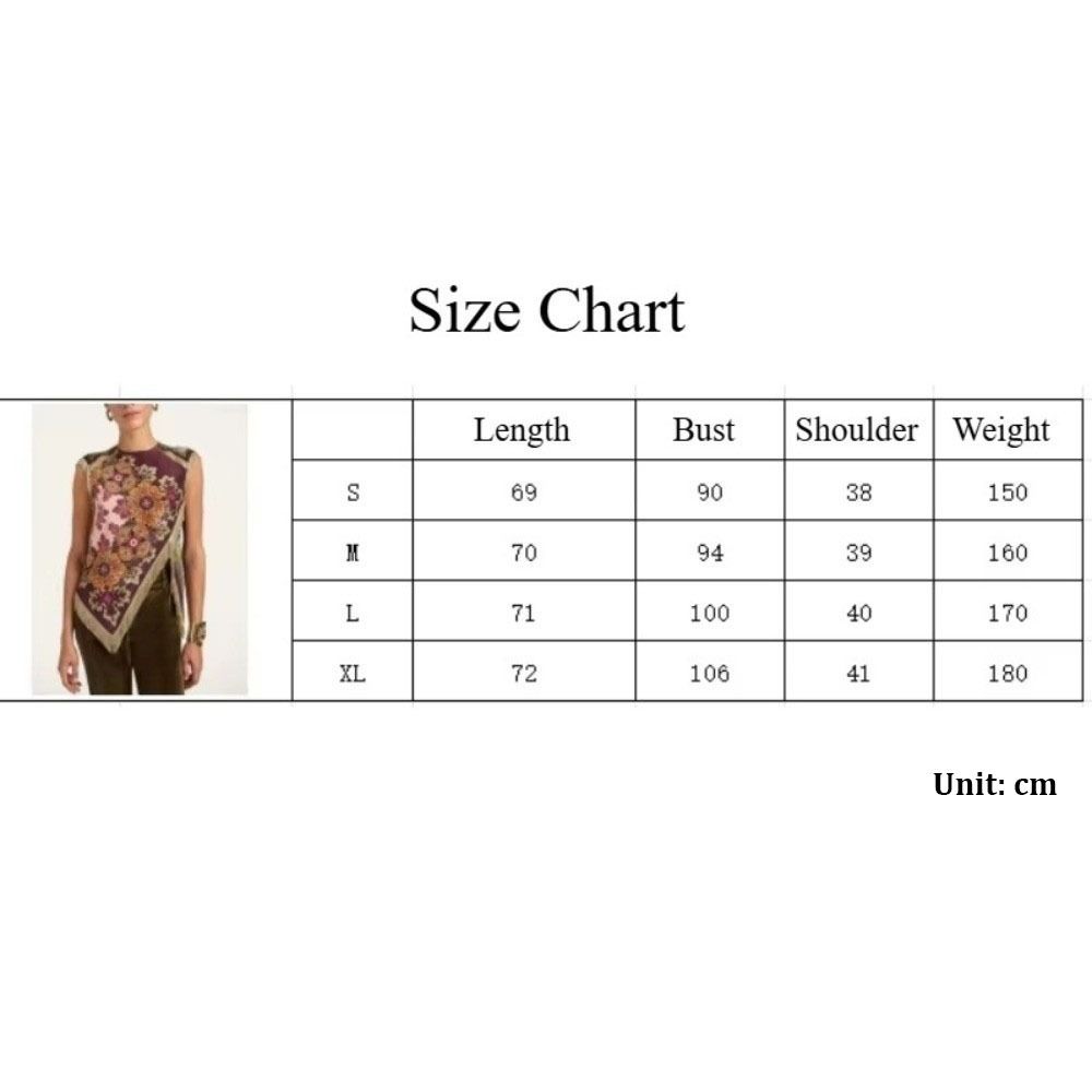 Nouveau haut en satin vintage pour femmes, décoré de pompons, imprimé floral asymétrique, chic, col rond, sans manches, chemisier d'été, tenue décontractée