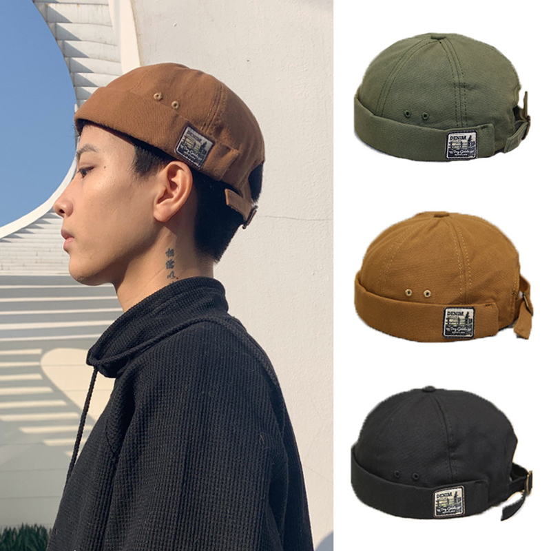Chapeau dôme sans bords en coton doux pour hommes et femmes, couleur unie, casquette Docker réglable en Melon, unisexe, Hip Hop Street, chapeaux de propriétaire