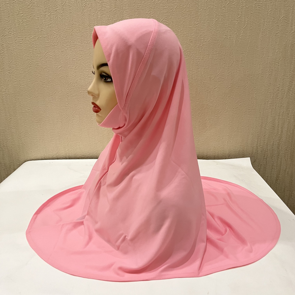 H302 adolescentes plaine hijab musulman avec partie de menton qualité supérieure amira tirer sur écharpe islamique vente chaude foulard ramadan prier chapeau