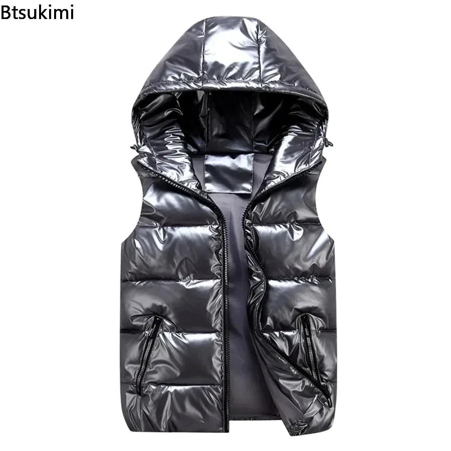 Mode classique gilet à capuche hommes/femmes/enfant automne hiver épaissir chaud coton rembourré gilet veste en plein air décontracté brillant gilet