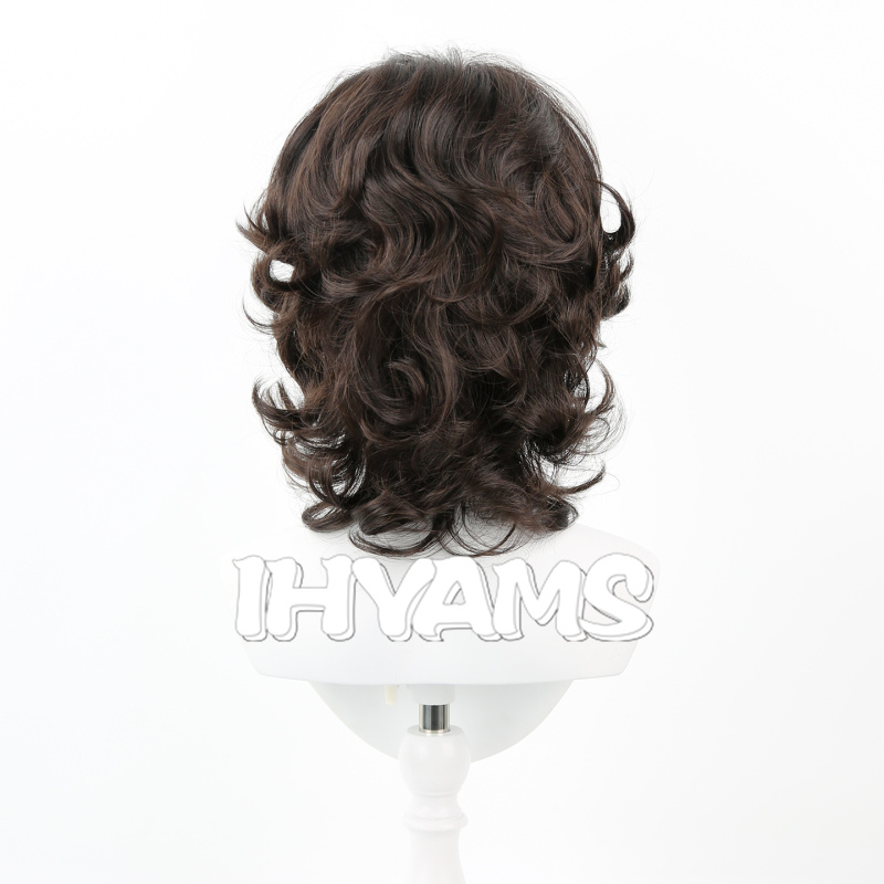 Hip Hop Cool mulet cheveux marron court mulet Cosplay perruques queue de loup coiffure bouclés synthétique fibre résistante à la chaleur