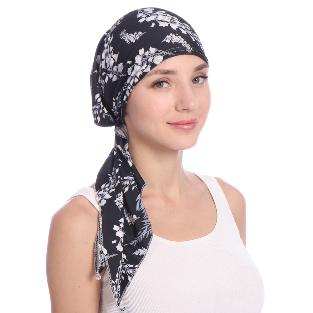 Bonnet Turban Imprimé Tendance pour Femme, Sous-Hijab Musulman, Couvre-Chute de Cheveux, Bonnets, Foulard à Longue Queue, Bandana Extensible