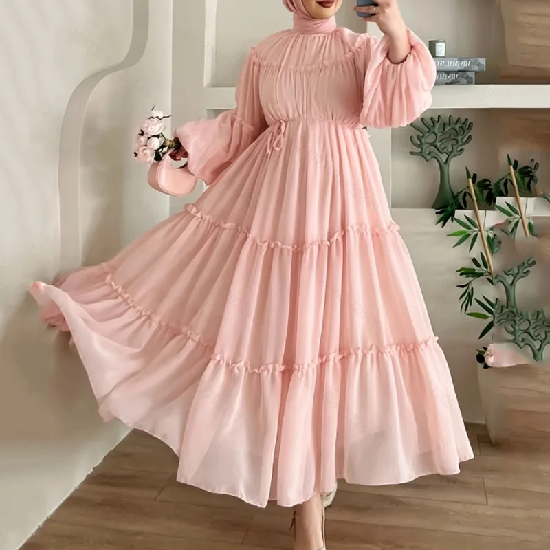 Robe élégante de Dubaï pour femme, Abaya musulmane, Jalabiya pour l'Aïd et le Ramadan, Robes de soirée unies, Longue robe de Dubaï, Robes longues du Maroc 2026