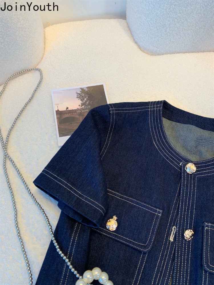 Streetwear Denim vestes pour femmes à manches courtes été Jean veste vêtements d'extérieur 2025 Ropa Mujer mode Vintage manteau recadrée hauts