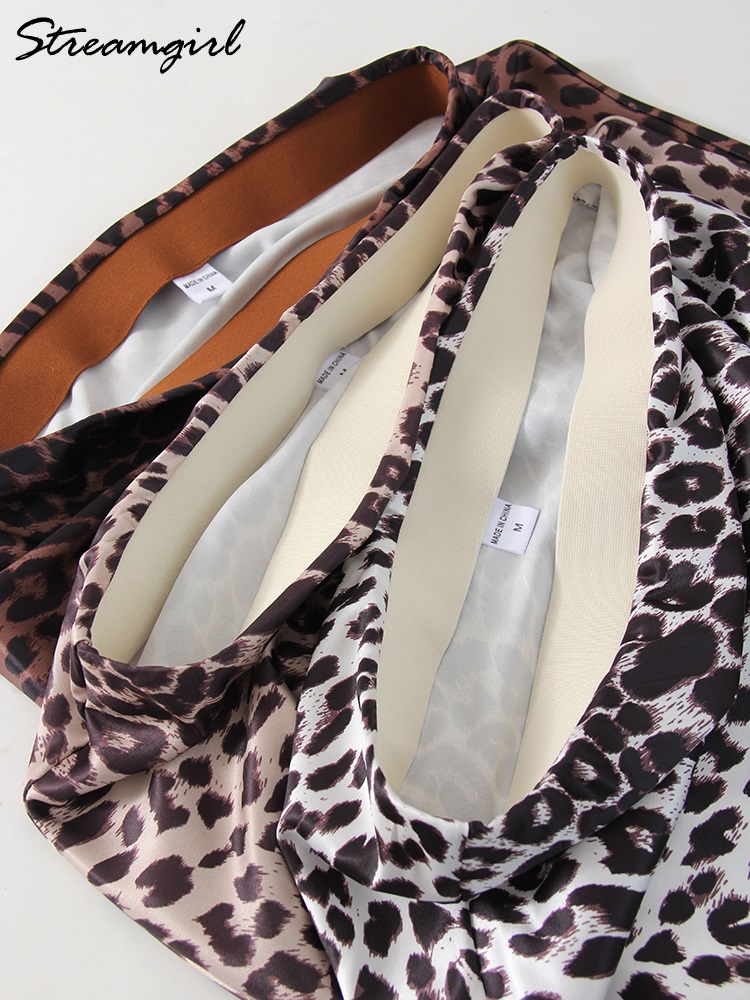 Jupe longue léopard en Satin pour femmes, jupe de luxe, ligne A, taille haute, marron, Maxi, printemps été, 2026