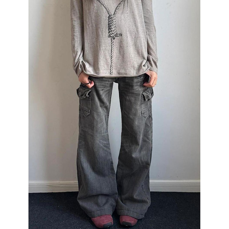 Jean femme Emo Grunge années 2000 rue rétro taille haute vintage éclétique pantalon poubelle décontracté Y2K pantalon en jean pleine longueur