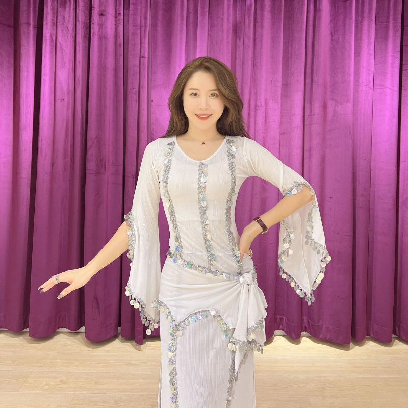 Ensemble de olympiques de danse du ventre personnalisés pour femmes, robe de compétition de performance majeure, danse financière adulte, robes à paillettes