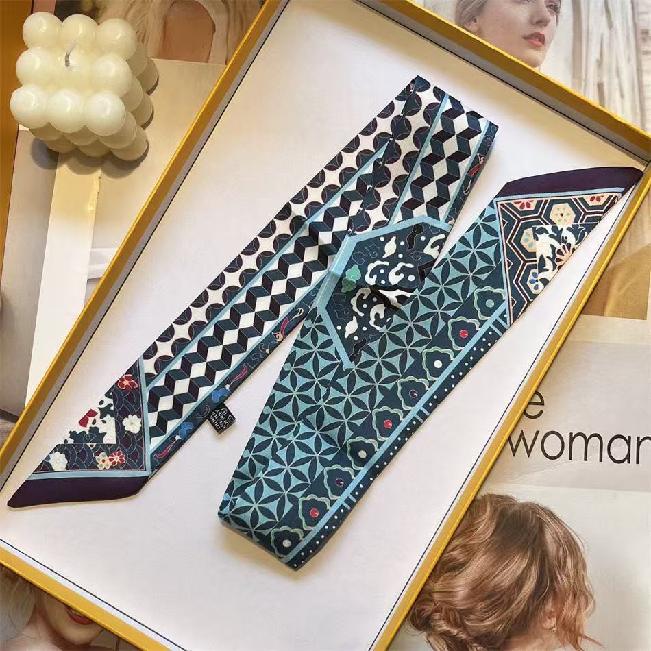 Chaud Long français Double face fleur de cajou sergé foulard en soie foulard de cou ruban multifonctionnel chemise écharpe en gros 5*90 cm