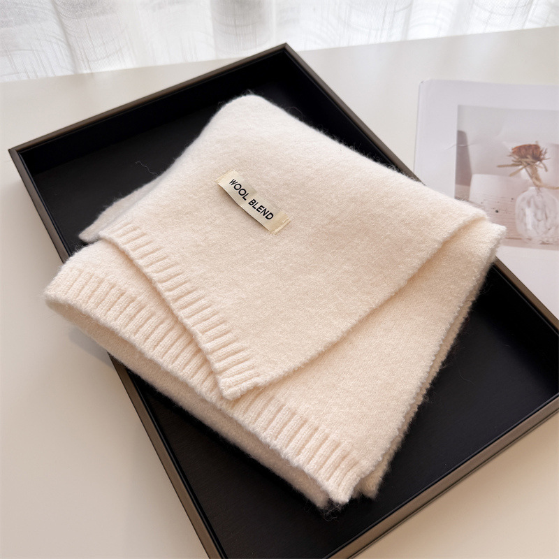 Styles coréens de luxe couleur unie hiver chaud tricoté écharpe femmes châles simples dame doux enveloppes foulard cachemire Pashmina