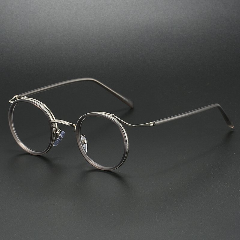 Monture de lunettes de luxe de marque rétro, monture ronde pour hommes et femmes, alliage d'acier inoxydable ultraléger, lunettes anti-lumière bleue