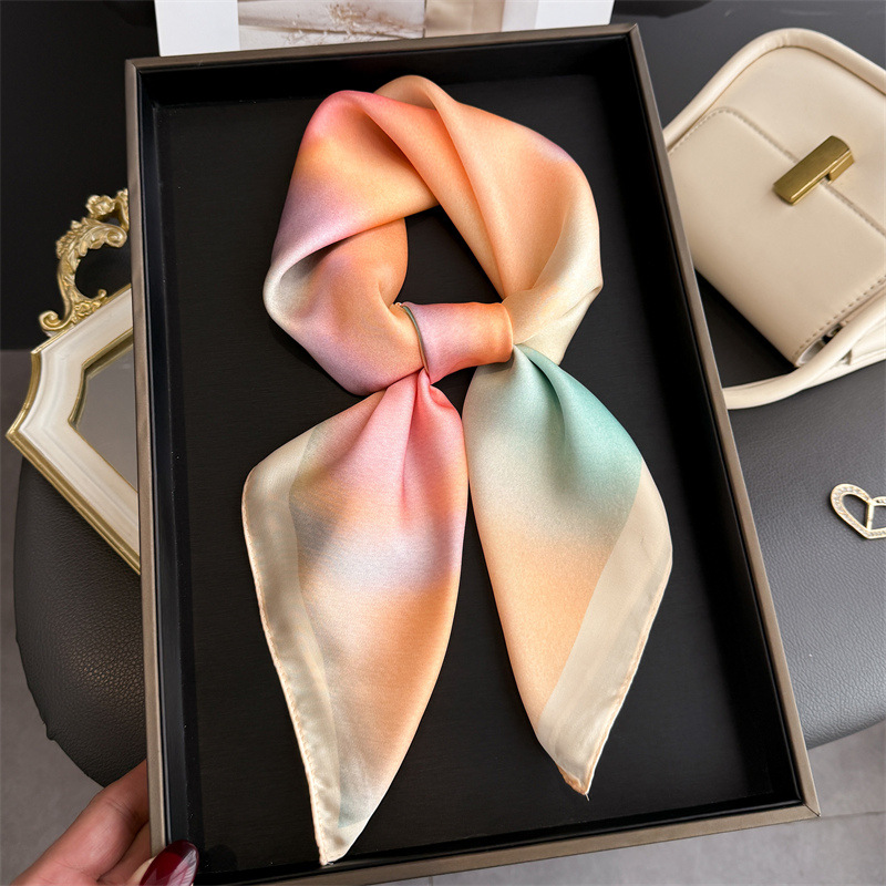 Nouveau Foulard Carré en Satin Imprimé 2026 pour Femme – Châle, Bandeau, Hijab, Bandana