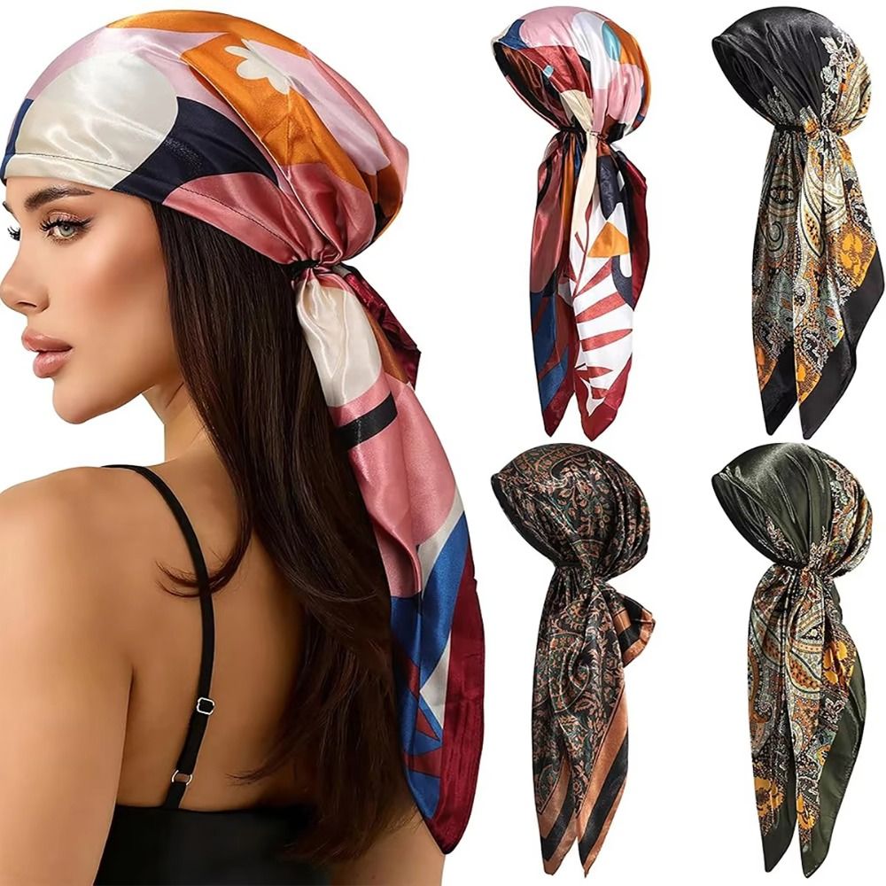 Turban imprimé léopard tendance, chapeau élégant en satin fin, foulard doux et respirant en soie pour femme, accessoires d'été