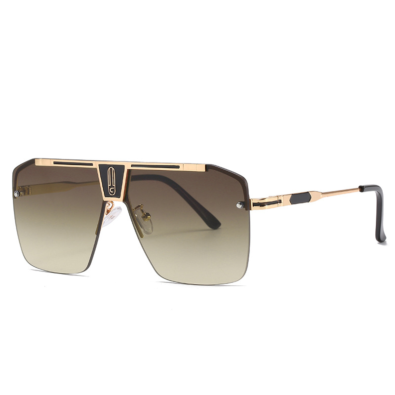 Lunettes de soleil carrées dégradées pour hommes et femmes, design de marque vintage tendance, surdimensionnées, sans monture, pour femmes, UV400, vintage