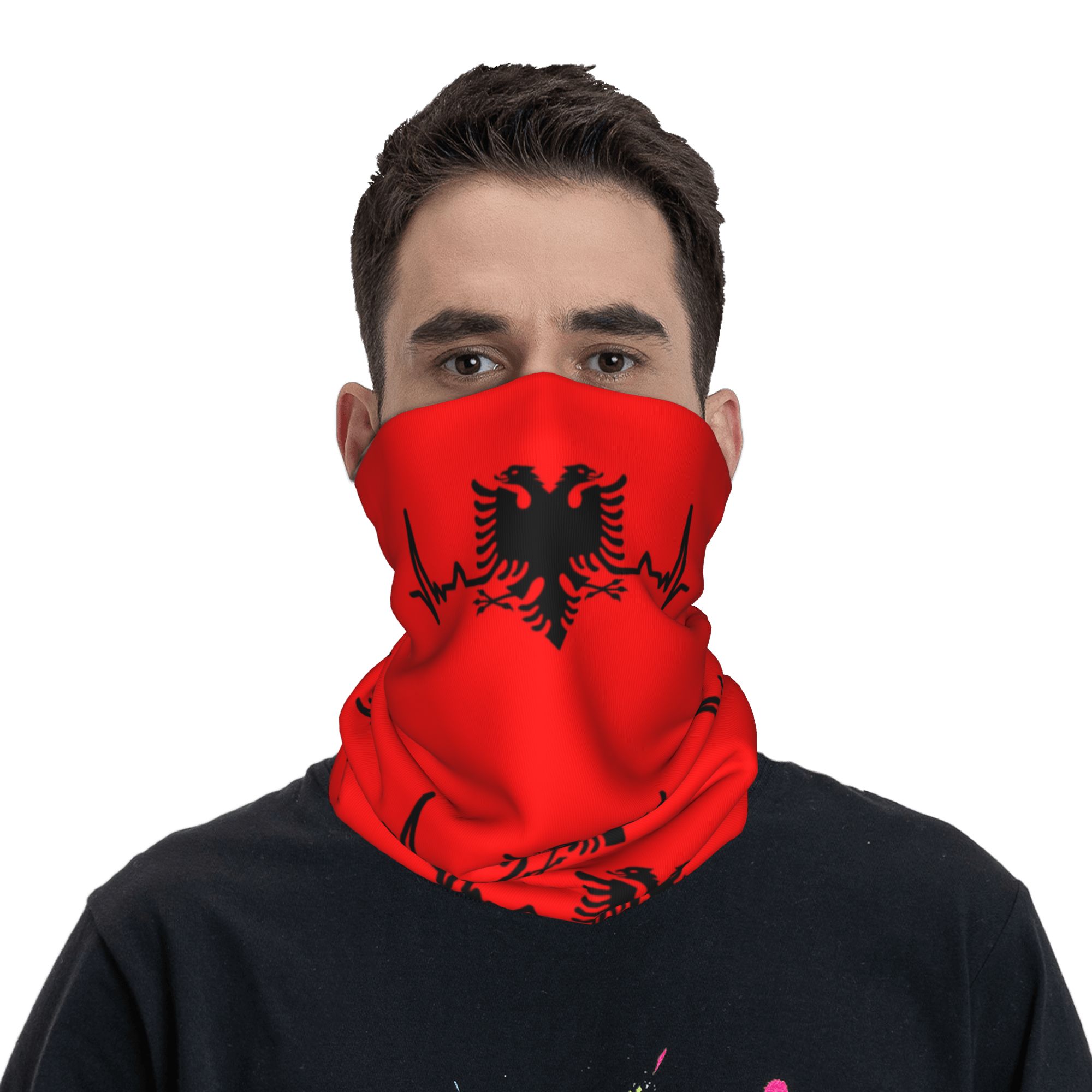 Bandana personnalisé avec drapeau de l'albanie pour homme, chauffe-cou d'hiver, coupe-vent, écharpe faciale, aigle albanais, guêtre Shqiponja