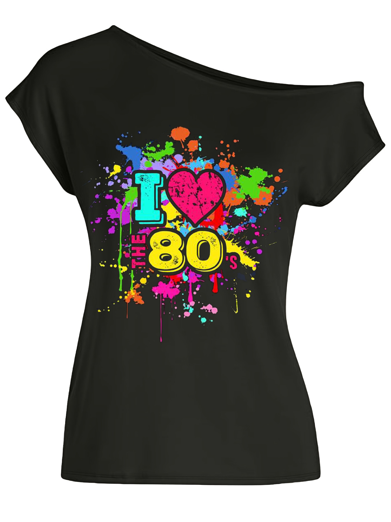Costume des années 80 pour femme, t-shirts à épaules dénudées, vêtements fantaisie pour déguisement