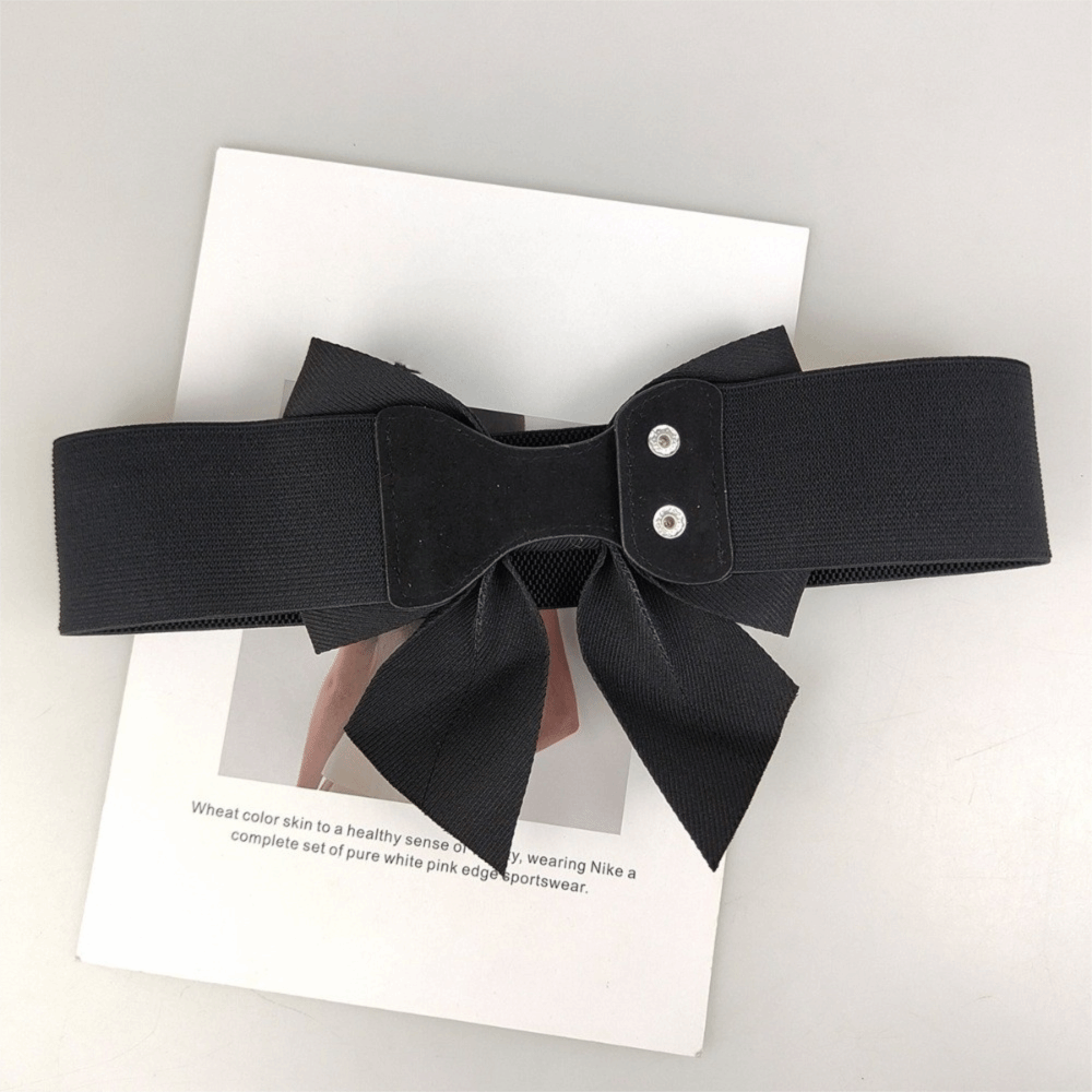 Ceinture large élégante à nœud papillon, couleur unie, élastique et réglable, pour décorer les robes et accessoires vestimentaires