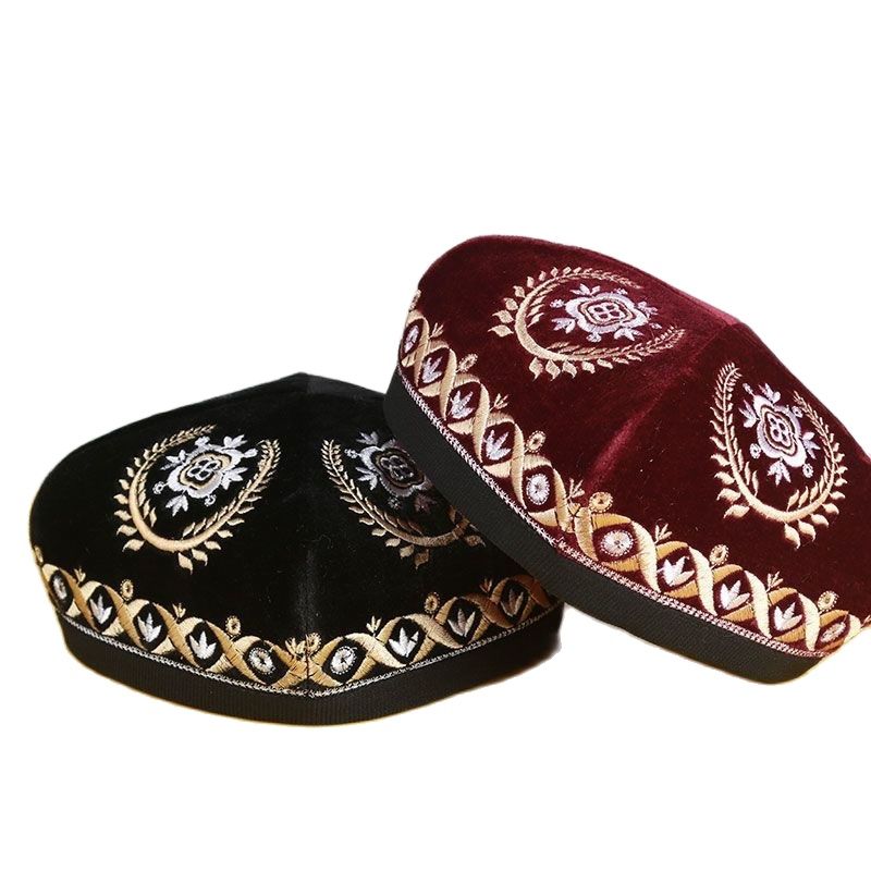 Chapeaux musulmans pour hommes, chapeau de prière en coton, Kufi islamique, juif, à quatre coins, pour fête, danse, luxe 03121