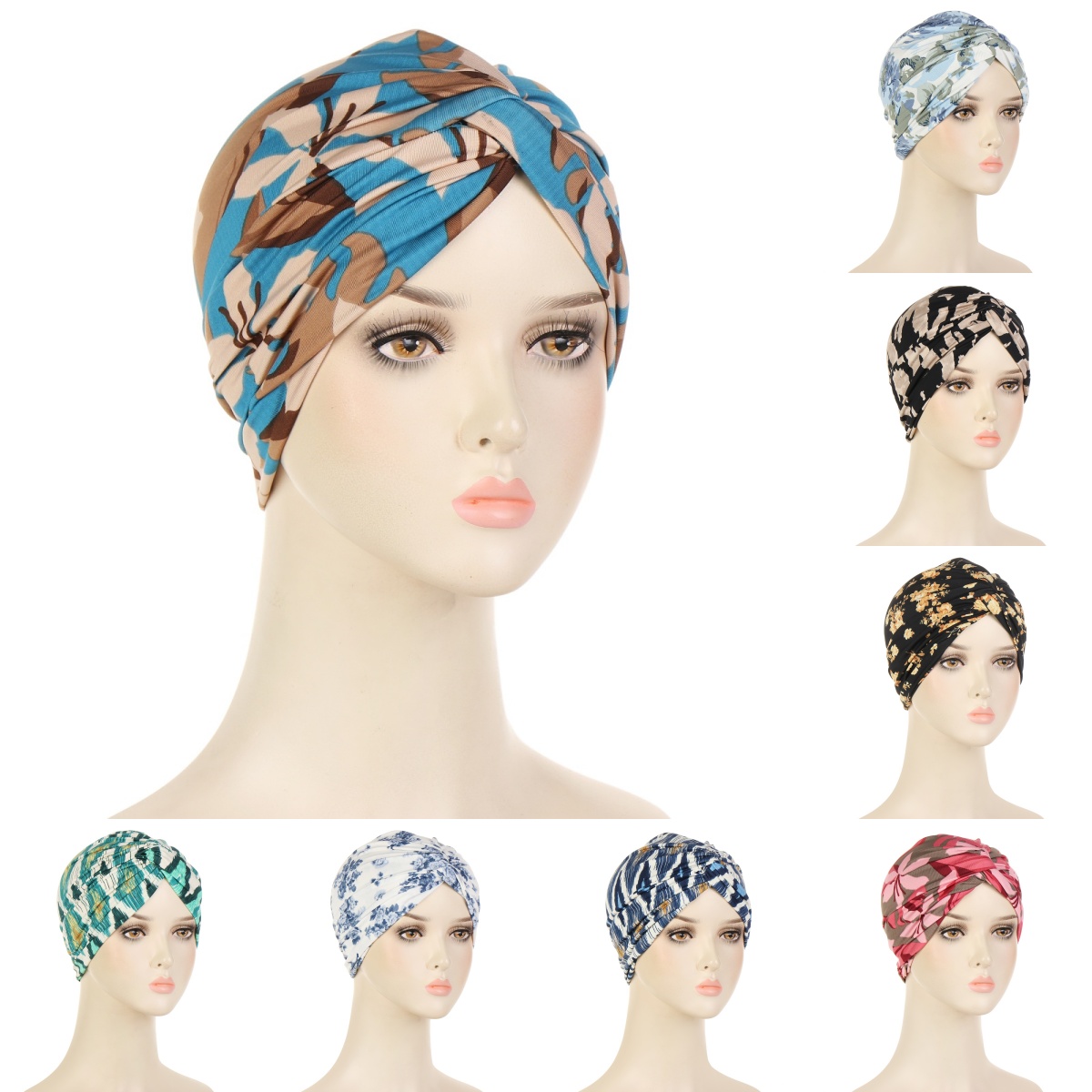 Hijabs intérieurs musulmans colorés et élastiques pour femmes, casquette Turban instantanée islamique pour dames, imprimé bohémien à rayures