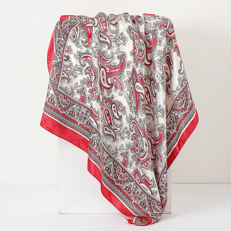 Foulard carré en Satin pour femmes, Hijab Paisley imprimé noix de cajou, foulard en soie, châle, bandeau, accessoires pour cheveux, Bandana 90x90cm