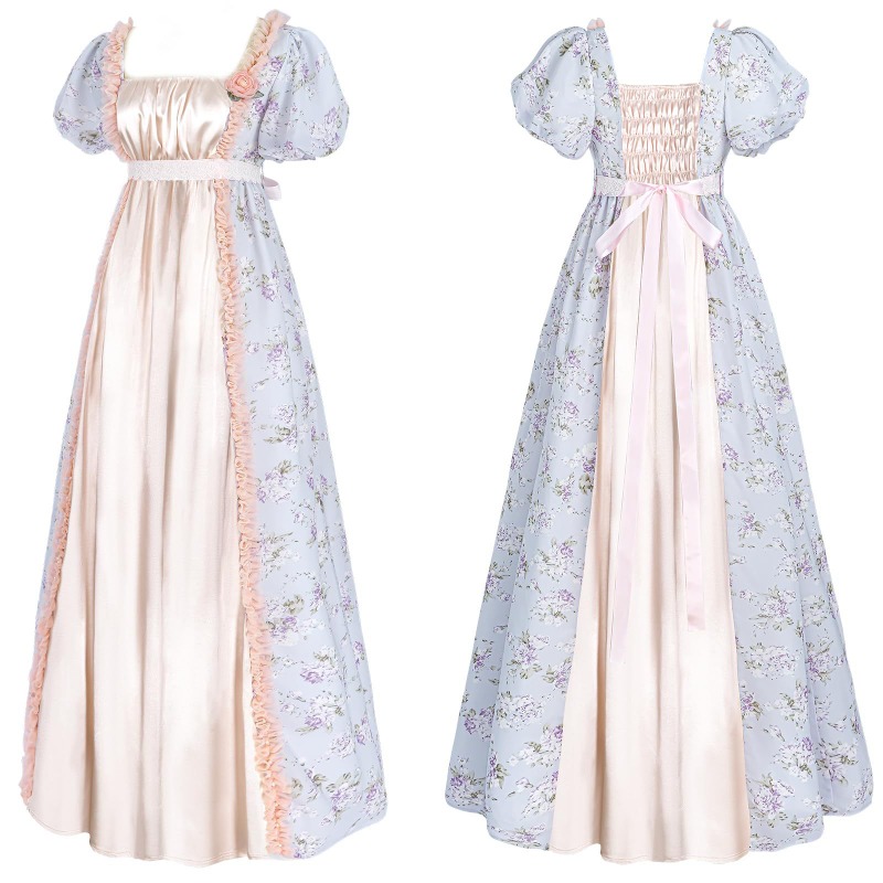 Robe de bal élégante de style médiéval victorien pour femmes, taille haute, robe de soirée de thé, costume de scène pour Halloween et le carnaval