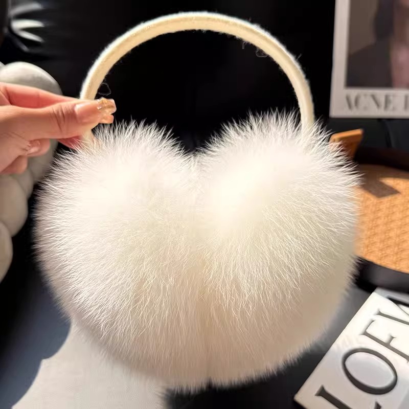 Nouveau hiver réel fourrure de renard cache-oreilles pour femmes naturel fourrure de renard foulards double usage véritable plus chaud en peluche oreille Muff extérieur solide fourrure