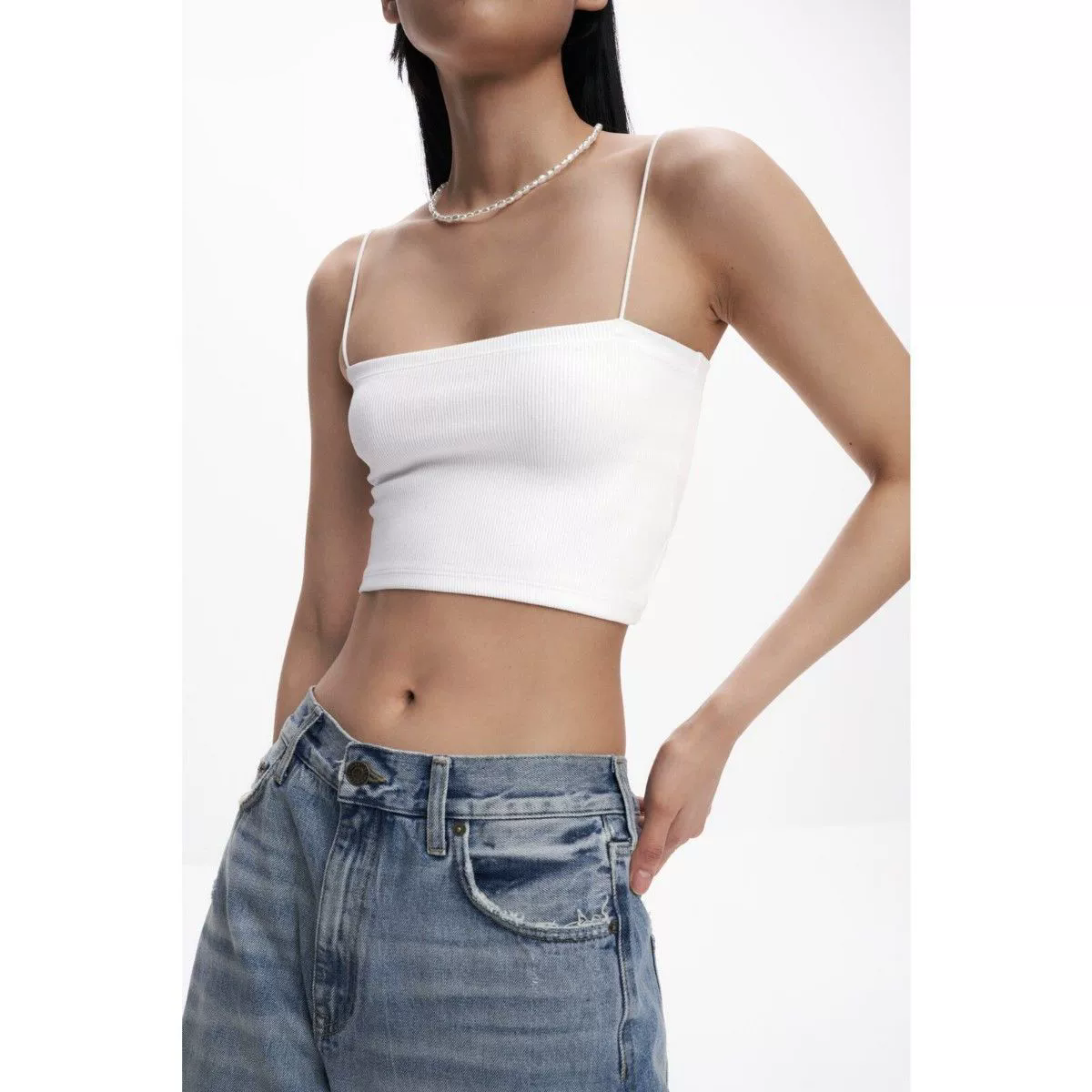 Nouveau Top Court Femme Tendance à Bretelles Fines, Sexy, Moulant, Sans Manches, Style Cami Tube Basique Uni