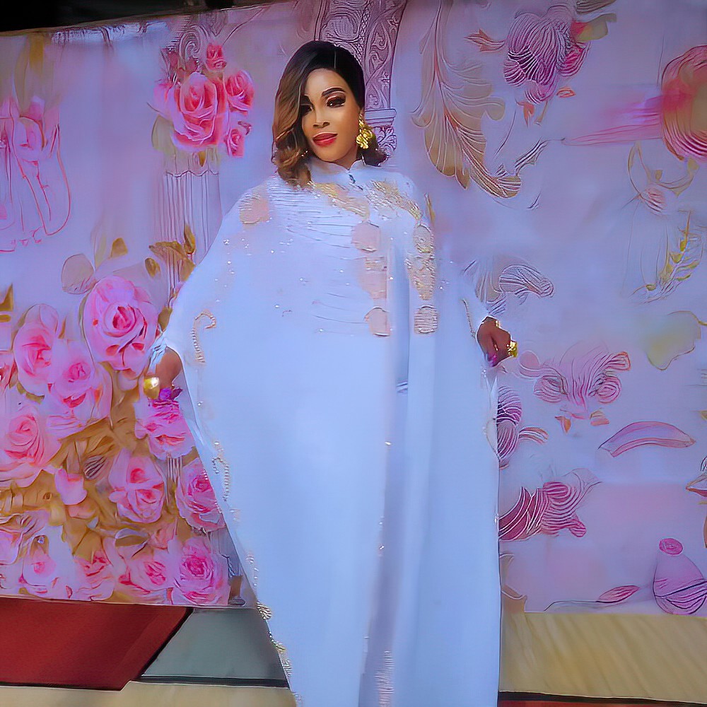 Ensemble deux pièces de luxe en mousseline, robe africaine ample pour femme, robe à strass grande taille pour femme, robe Bubu africaine