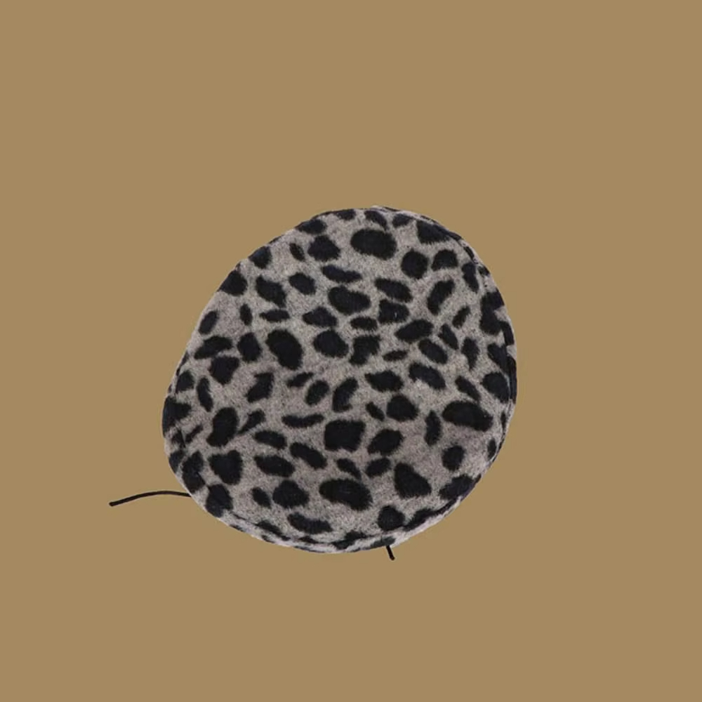 Béret pour femme, imprimé léopard, polyvalent, style rétro japonais, ajustable avec cordon de serrage, chapeau de peintre, automne-hiver, chapeau de style britannique, chapeau citrouille.
