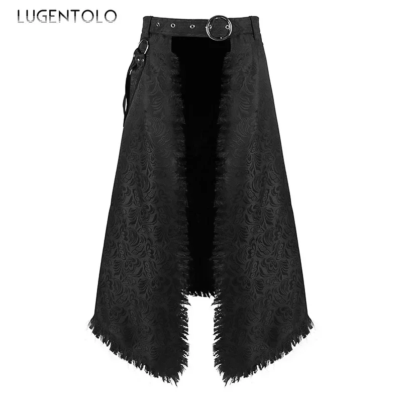 Dark Rock jupe hommes Punk vapeur gothique fête asymétrique Jacquard rétro décontracté hommes mode nouvelle solide fourrure barbe demi-tissu