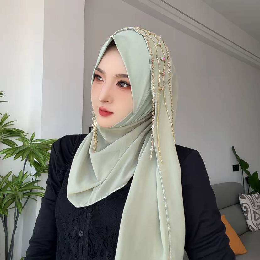Foulards Hijabi instantanés à pampilles pour filles musulmanes, à la mode, 2026