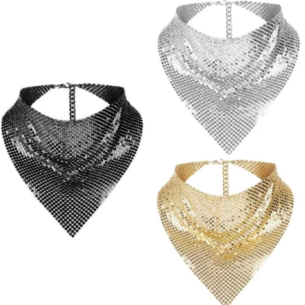 Mode foulard paillettes Triangle foulards Style coréen foulard châle bandeau cou enveloppement collier Bandanas hommes