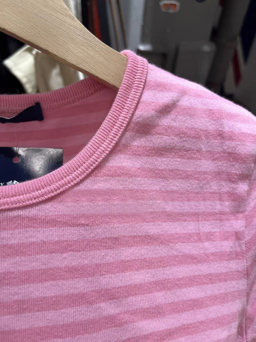 Économie rayés à manches courtes pour femmes, t-shirts minces pour femmes, col rond, style preppy, doux et mignon, t-shirt tout match, coton, printemps, Y2K